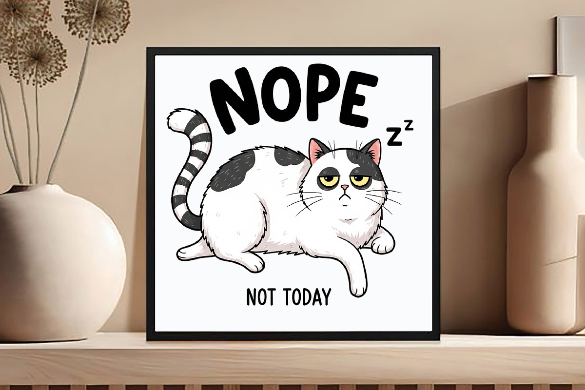 Funny Cat Design, Nope Not Today Cat, an Illustration by DreamCafeArt (Photo 2 of 6)