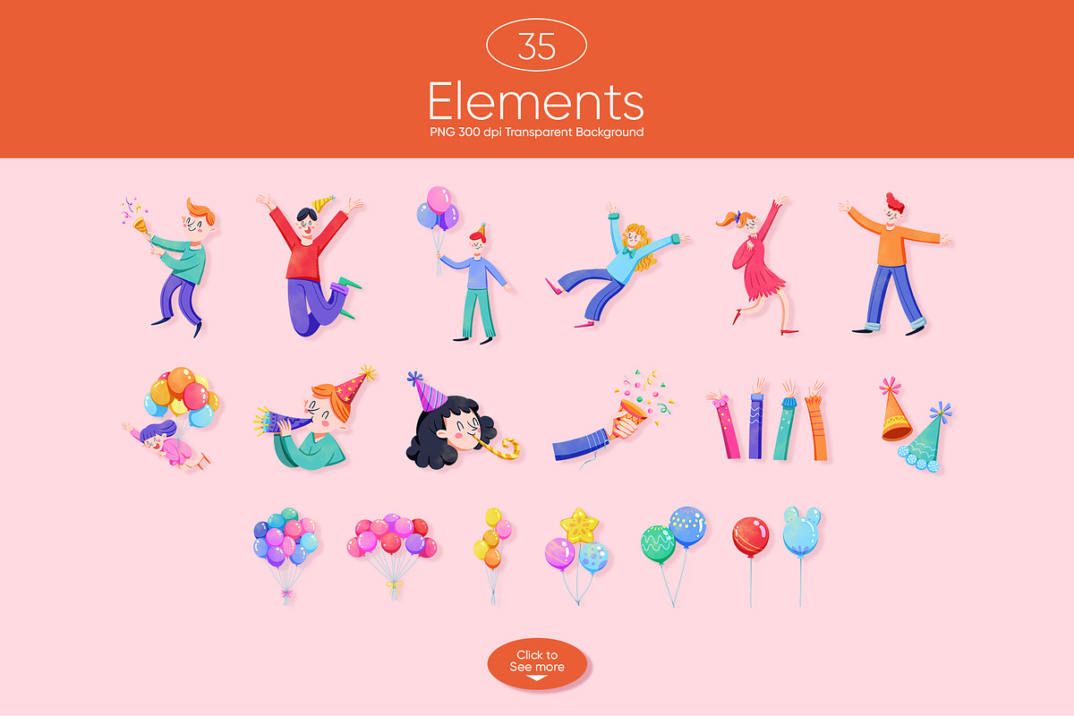 Balloon & Confetti Fun Watercolor, a Seasonal Illustration by CreativeValuation (Photo 2 of 11)