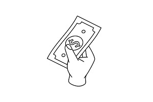 A hand holding a dollar cash outline, a Finance Illustration by GraphiShop