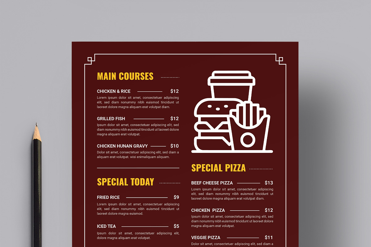 Modern Restaurant Food Menu Poster, a Flyer Template by MightyDesign (Photo 4 of 8)