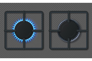 Gas burner with blue flames, an Object Illustration by winwin.art