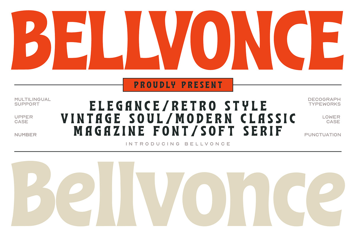 Bellvonce – Retro Soft Serif Display, a Sans Serif Font by decographstud (Photo 1 of 8)