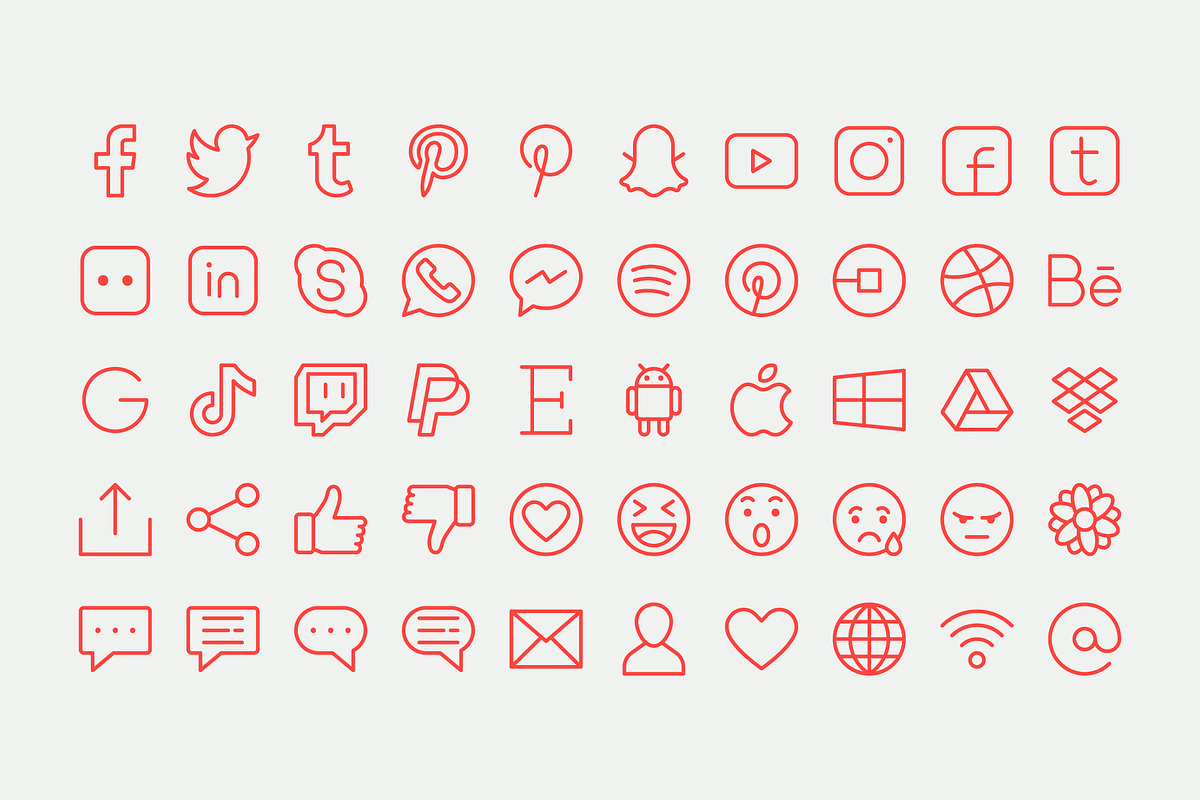 Social Media Line Icons Pack, an Outline Icon by Abstracto-Create (Photo 4 of 5)
