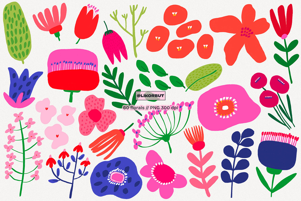 Abstract Modern Flowers Graphics, a Decorative Illustration by likorbut (Photo 2 of 9)