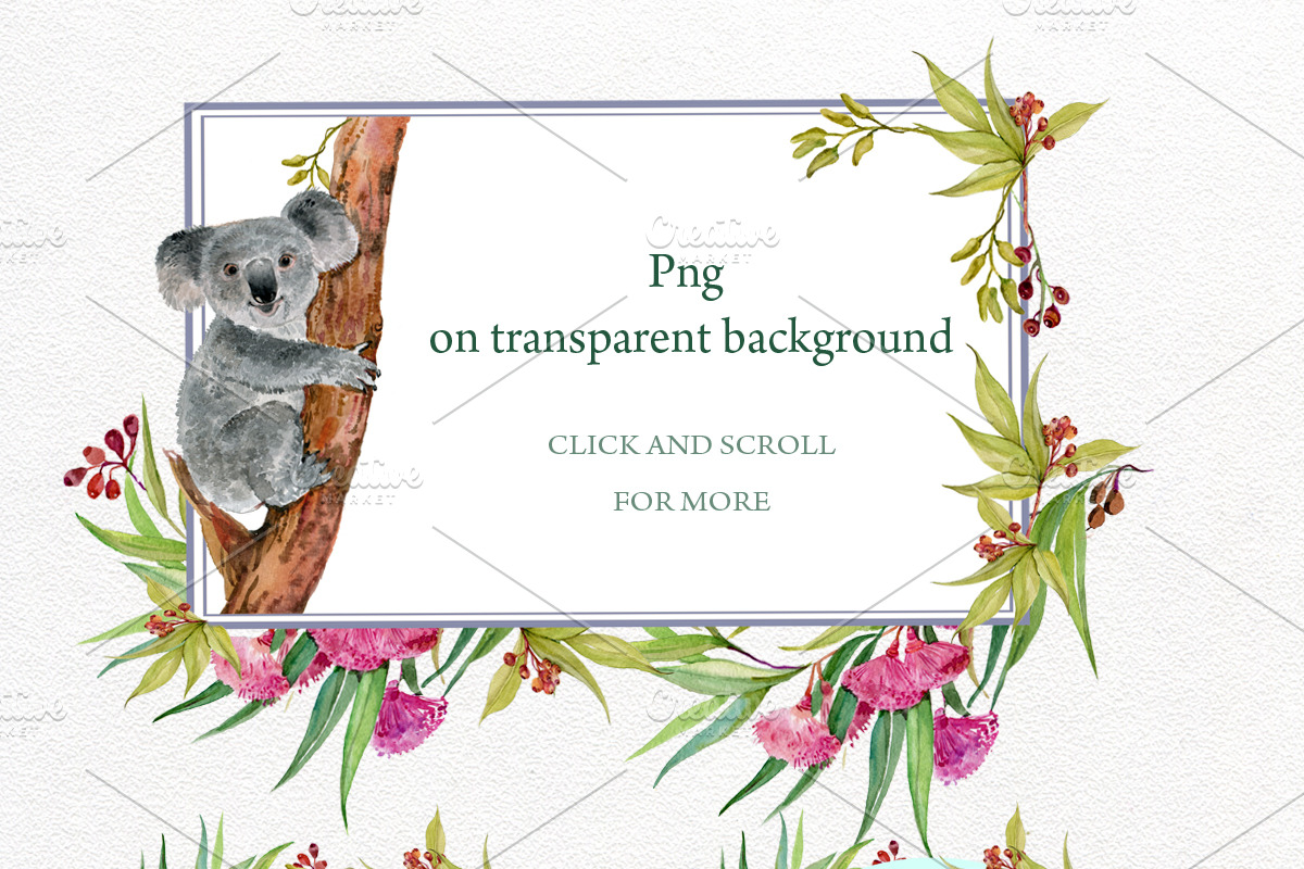 Koala & eucalyptus set illustration, an Animal Illustration by MitrushovaArt (Photo 4 of 7)
