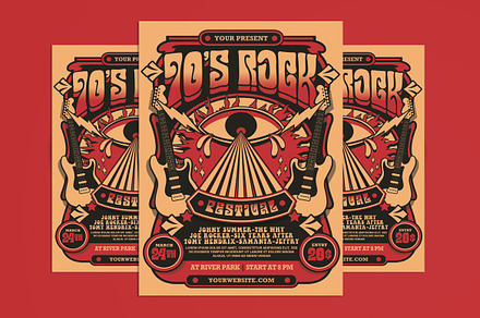 Retro 70's Rock Music Festival, a Flyer Template by Muhamad Iqbal hidayat