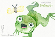 Watercolor Frog Clipart, an Illustration by OllyKo Art (Thumbnail 4 of 5)