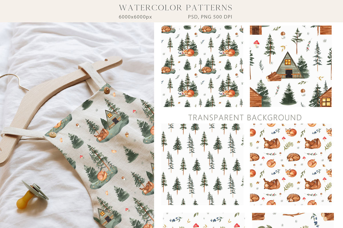 Sleeping FOREST. Watercolor animals, an Animal Illustration by Ooh Lily (Photo 3 of 18)