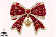 Rhinestone Valentines Bow Png, an Illustration by Daily.Designs (Thumbnail 1 of 5)