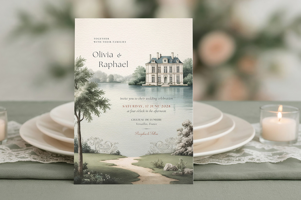 French Chateau Wedding Invitation, a Print Template by by creative paper (Photo 1 of 3)