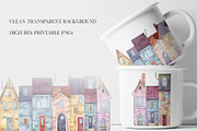 Colorful front view houses PNG, an Illustration by Dashamoony (Thumbnail 2 of 3)