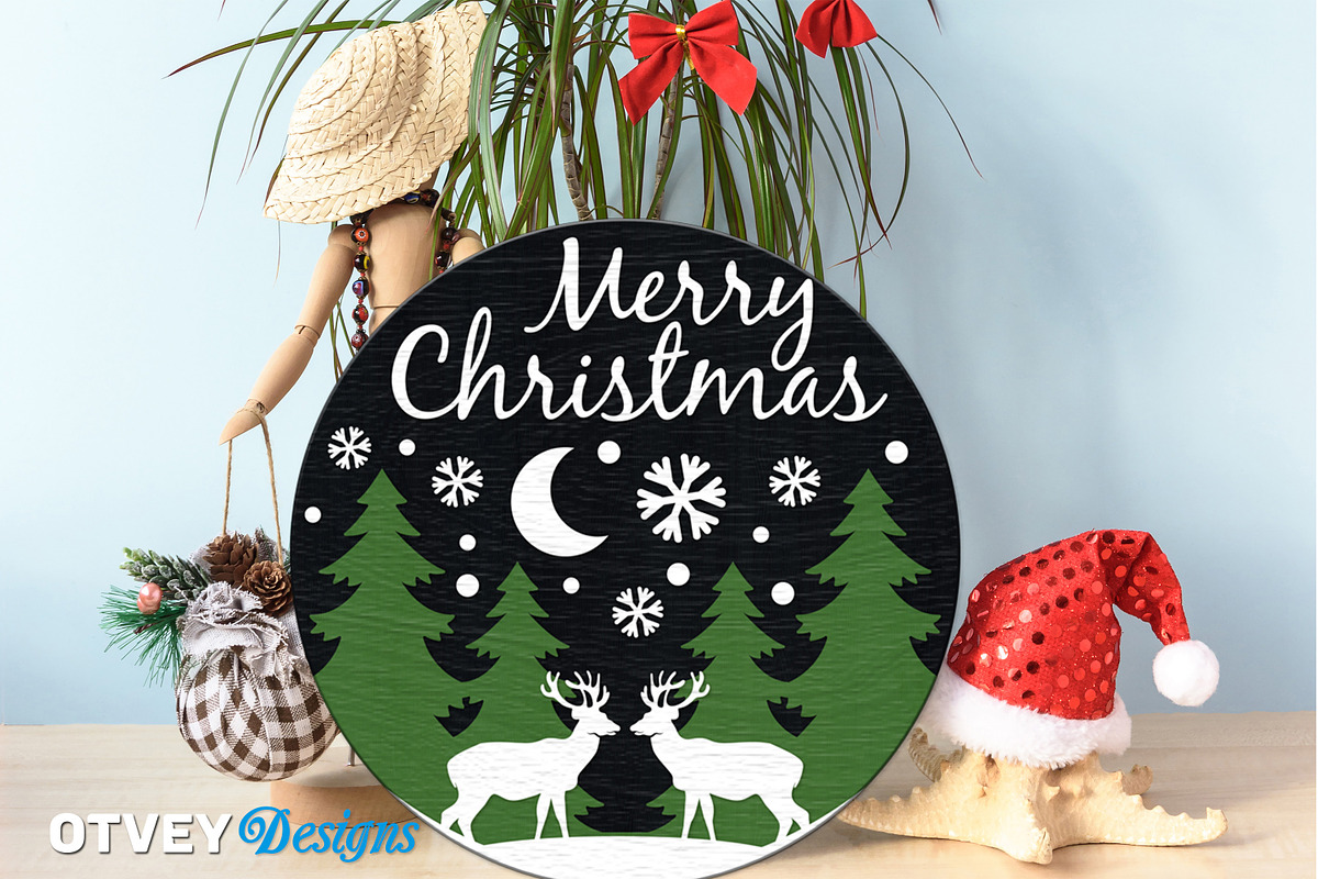 Merry Christmas Door Hanger LaserCut, a Decorative Illustration by OTVEY DESIGN (Photo 4 of 13)