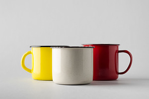 Colorful enameled mugs, a Food & Drink Photo by Shablon