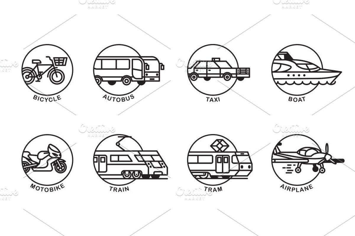 Passenger transport. Icons set, a Transportation Illustration by WINS Doodle shop (Photo 3 of 10)