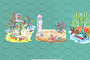 Ocean Whimsy Watercolor Wonders, an Illustration by Amarawolf's Art (Thumbnail 7 of 18)