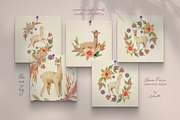 Llama Farm Watercolor Clipart, an Animal Illustration by Julia M. Watercolor (Thumbnail 4 of 14)