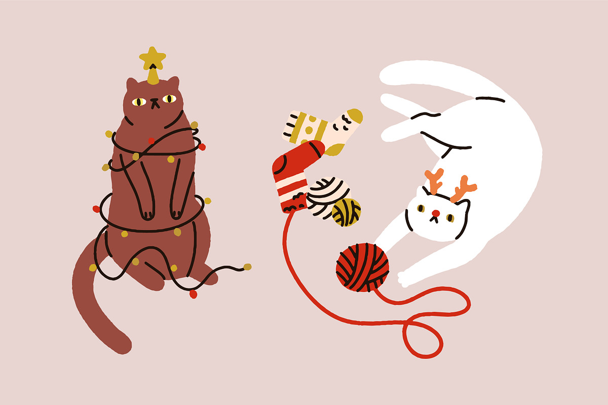 Cute, funny Christmas cats set, an Animal Illustration by Good Studio (Photo 5 of 22)