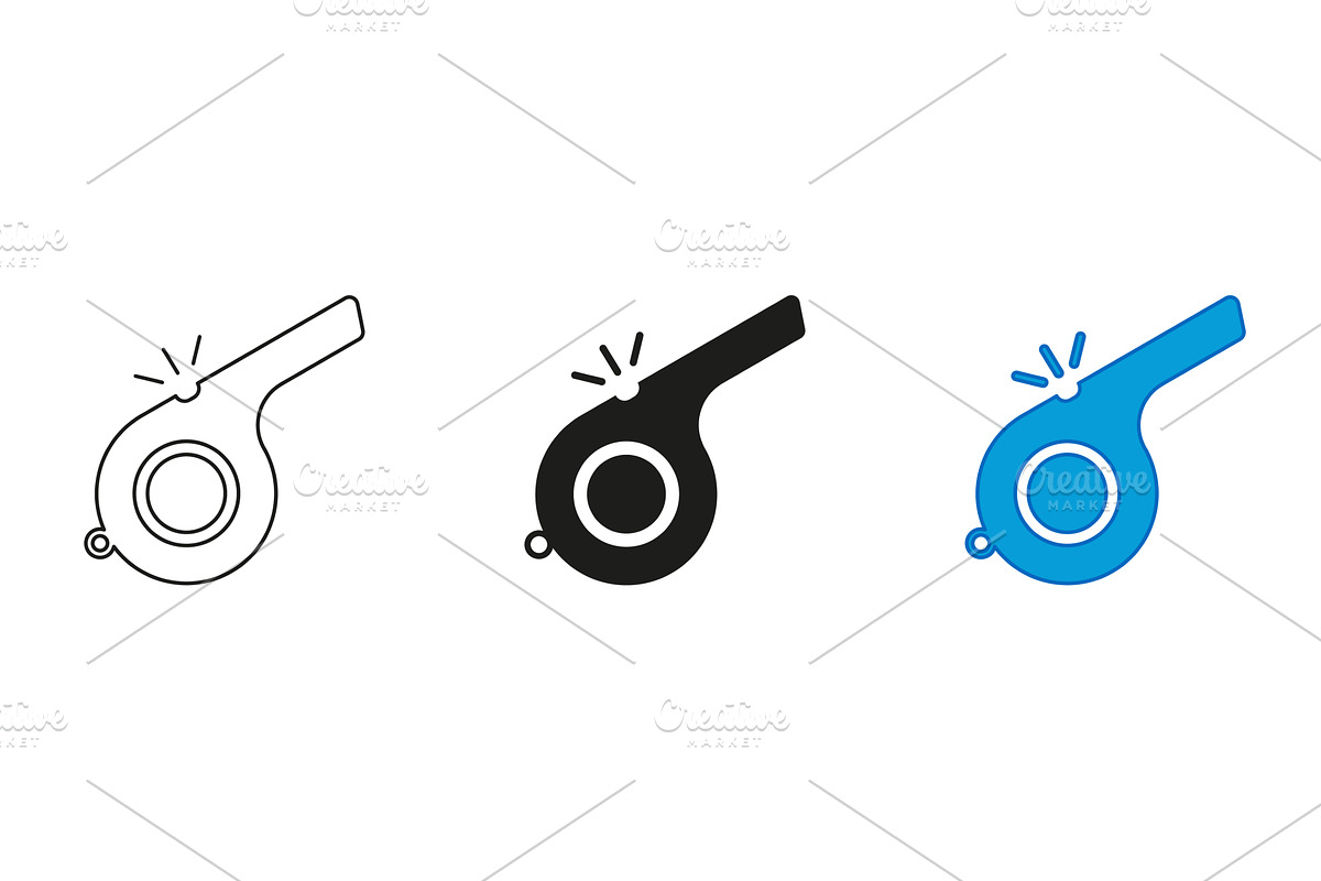 Whistle Line and Silhouette Icons, an Object Illustration by Vector Creator