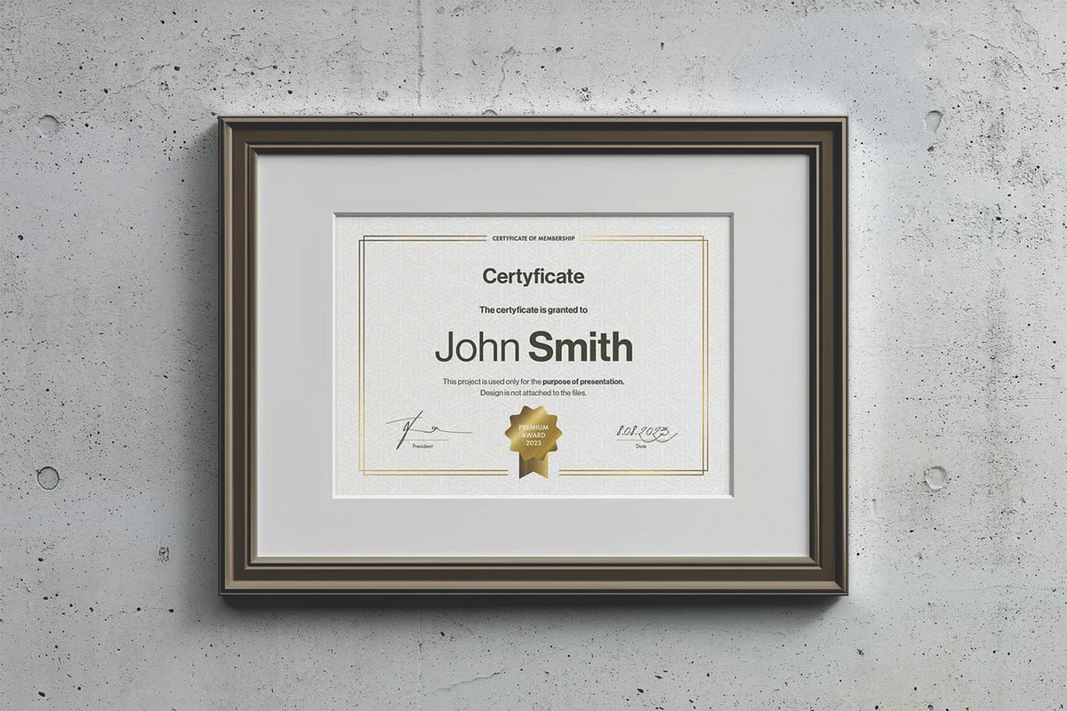 A4 Passe Partout Certificate Mockup, an Advertising Mockup by DesignRushMarket (Photo 9 of 13)