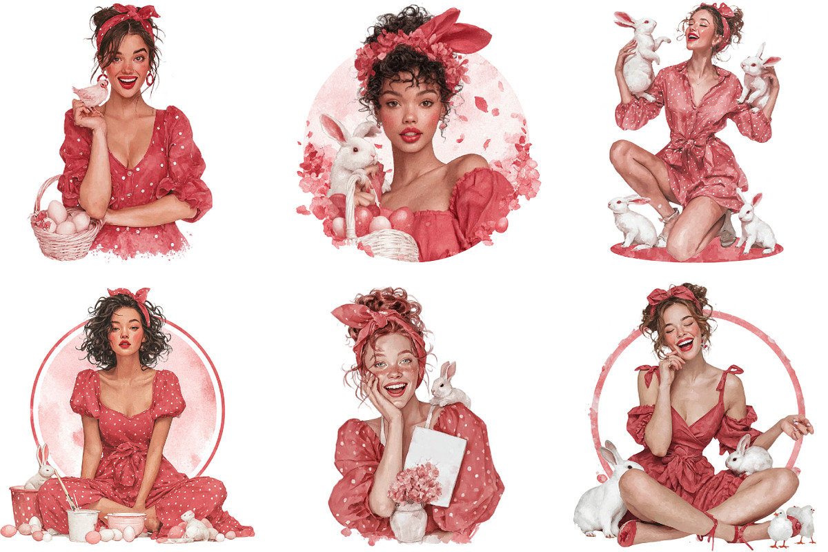 Whimsical Easter Girl Clipart, an Illustration by Designking (Photo 3 of 5)