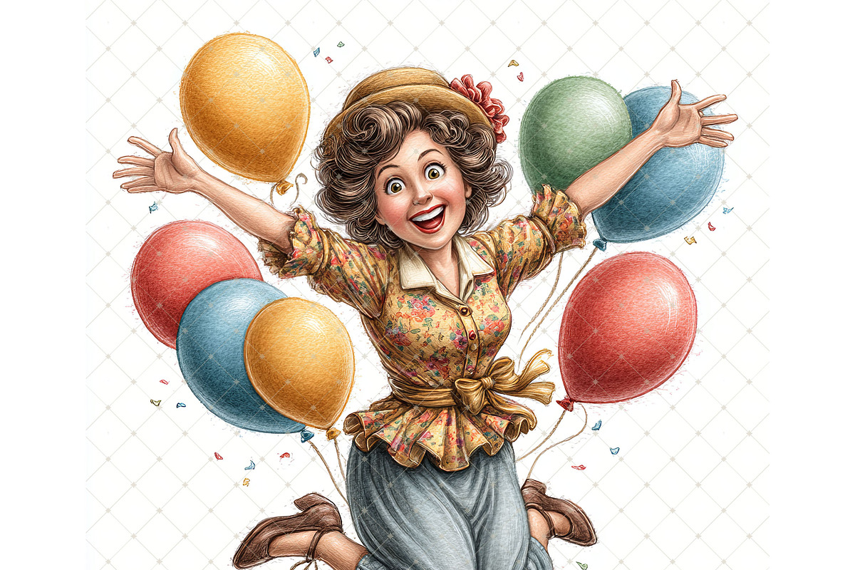 Balloon girl Clipart JPG, a Person Illustration by Memories By Lea (Photo 5 of 18)