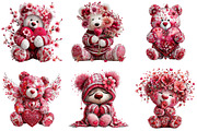 Pink Floral Valentine's Day Bear, an Illustration by DreamArtGraphic (Thumbnail 5 of 5)