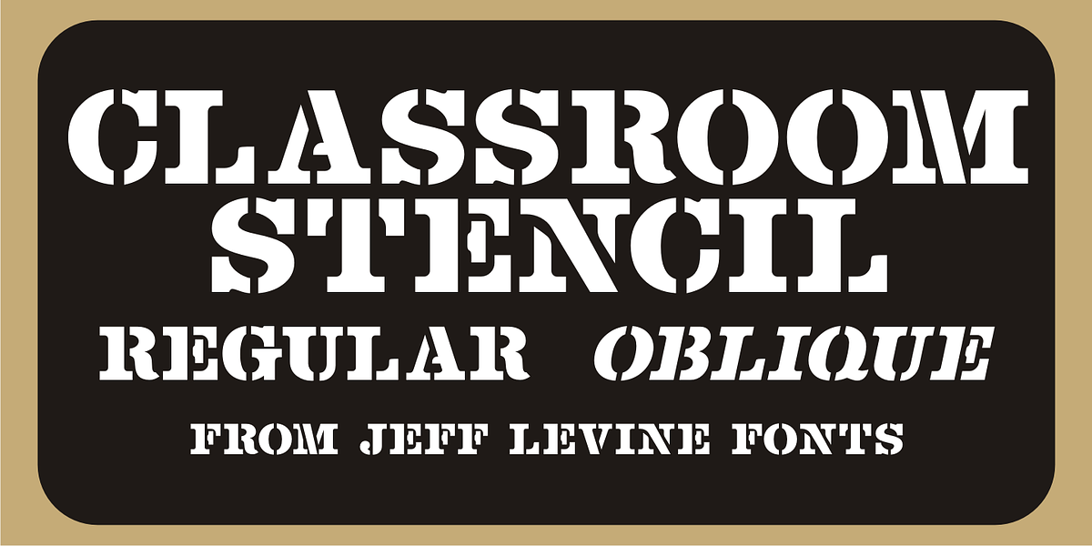 Classroom Stencil JNL, a Serif Font by Jeff Levine Fonts