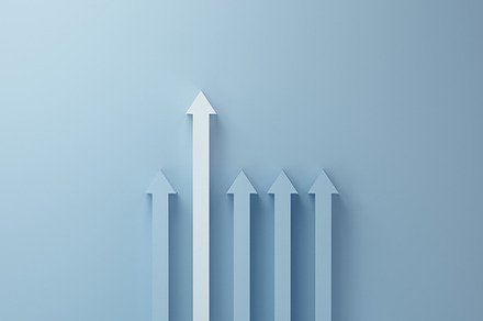White arrow protruding from the othe, a Business Photo by Zama Studio