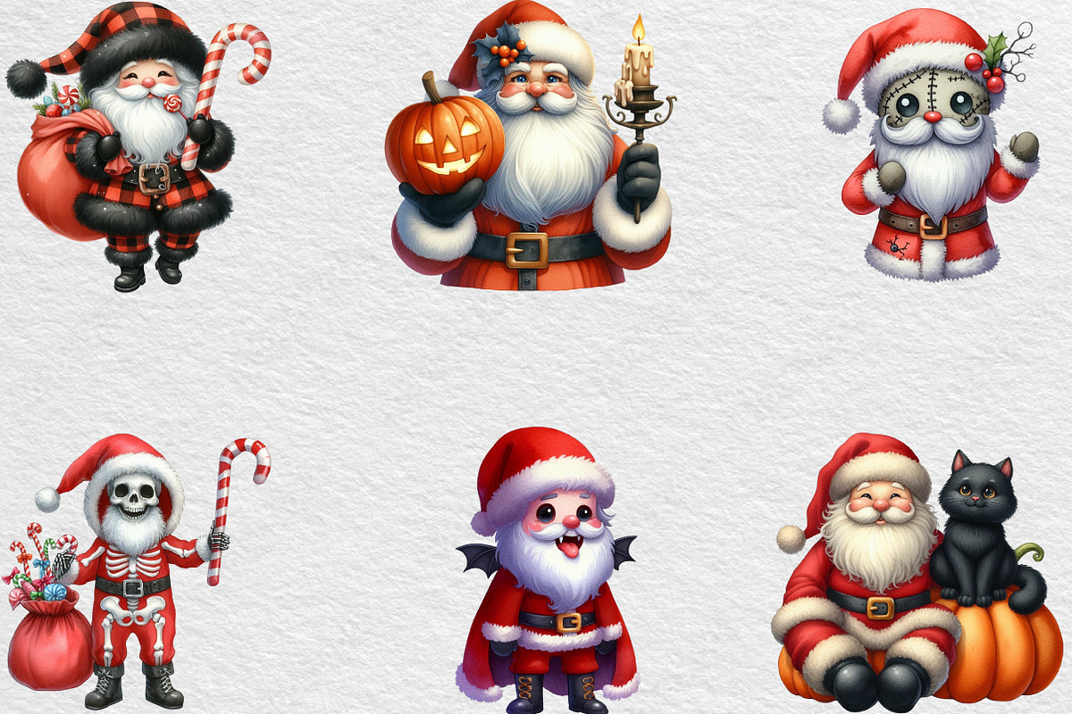 Halloween Santa Clipart, an Illustration by Black Bird Studio (Photo 5 of 6)
