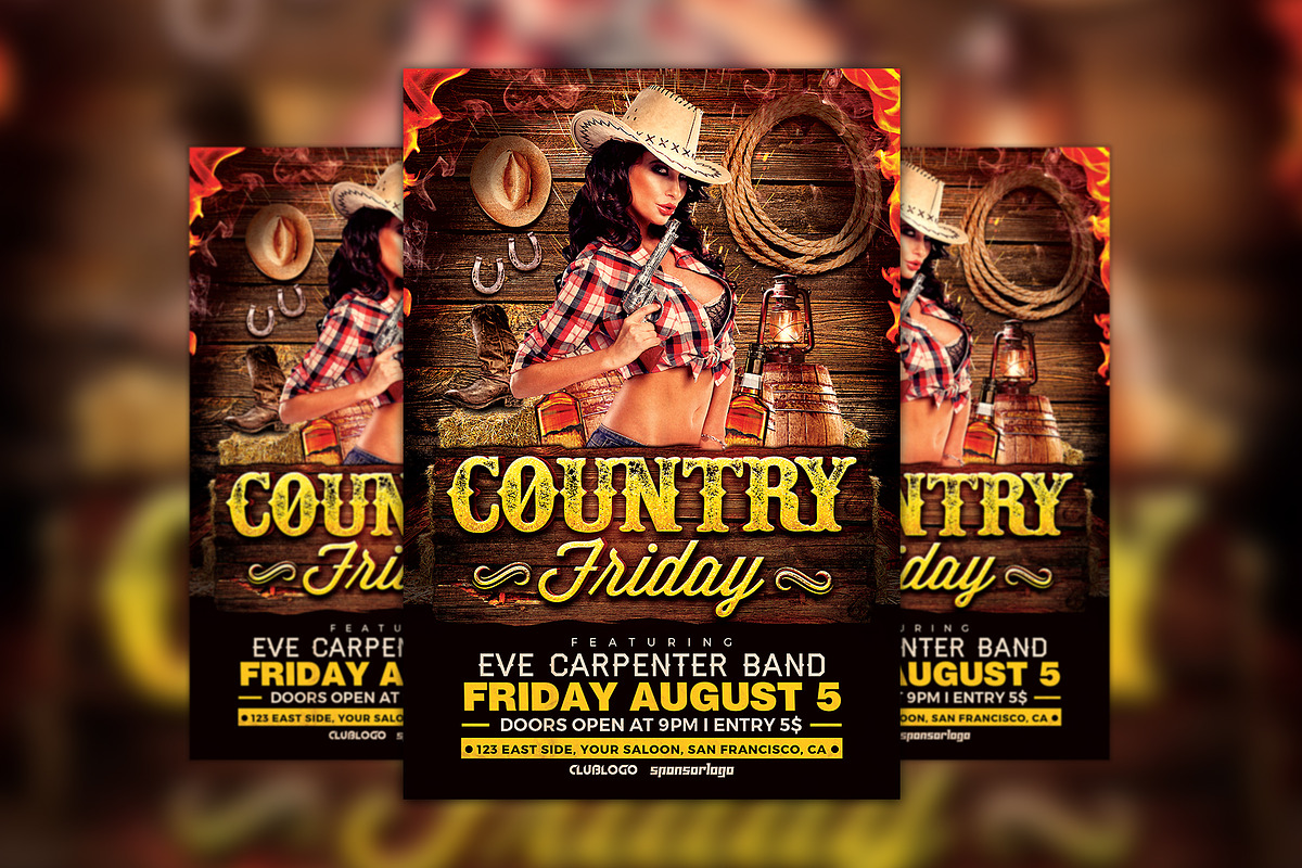 Country Friday Party Flyer Template, a Flyer Template by Flyermind