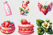 Watercolor Strawberry Clipart PNG, an Illustration by Black Bird Studio (Thumbnail 5 of 6)