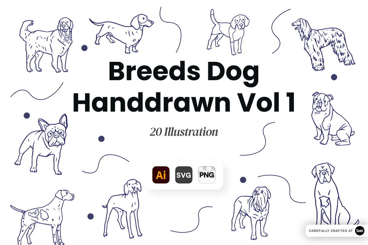 Dog Breeds Hand Drawn Illustration, an Animal Illustration by SLAB! Design (Photo 1 of 3)