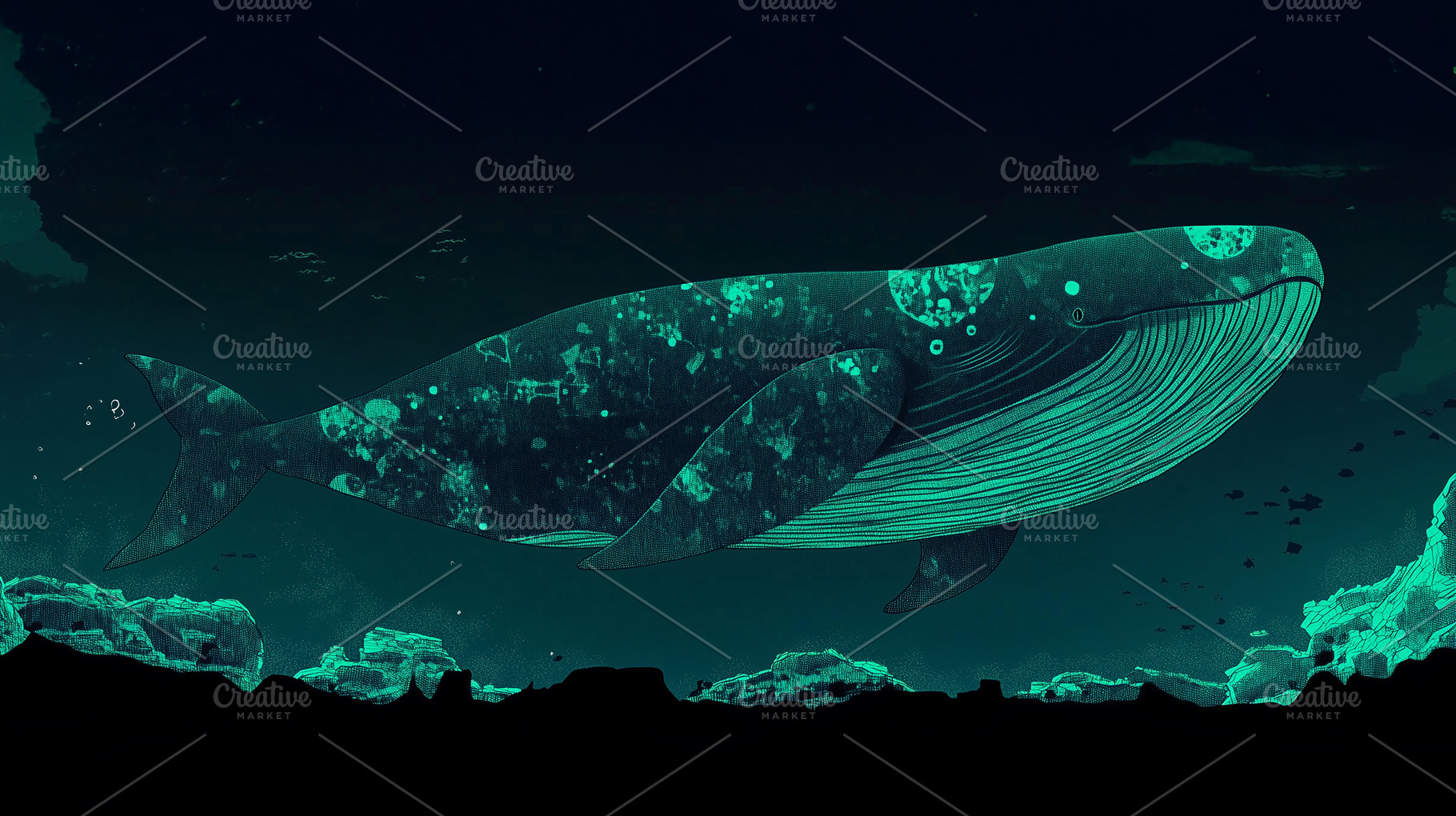 An extremely old sperm whale covered, an Animal Photo by Imaginarium