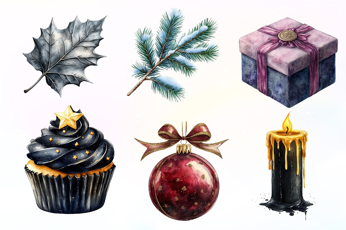Moody Christmas Clipart Bundle, an Illustration by Dream Creation (Photo 7 of 7)