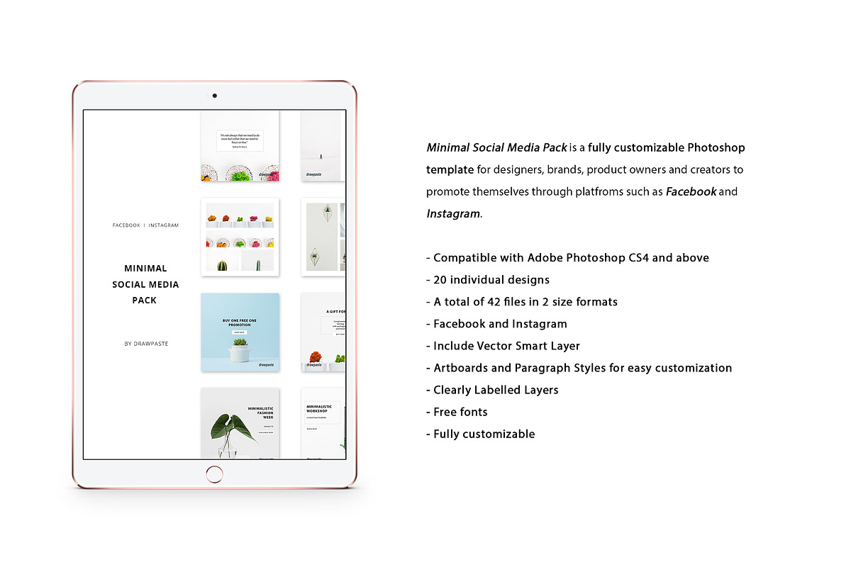 Minimal Social Media Pack 2018, a Social Media Template by Drawpaste (Photo 2 of 12)