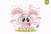 Сute cartoon rabbit. Tshirt, PNG., an Animal Illustration by KENO Mascots (Thumbnail 2 of 4)