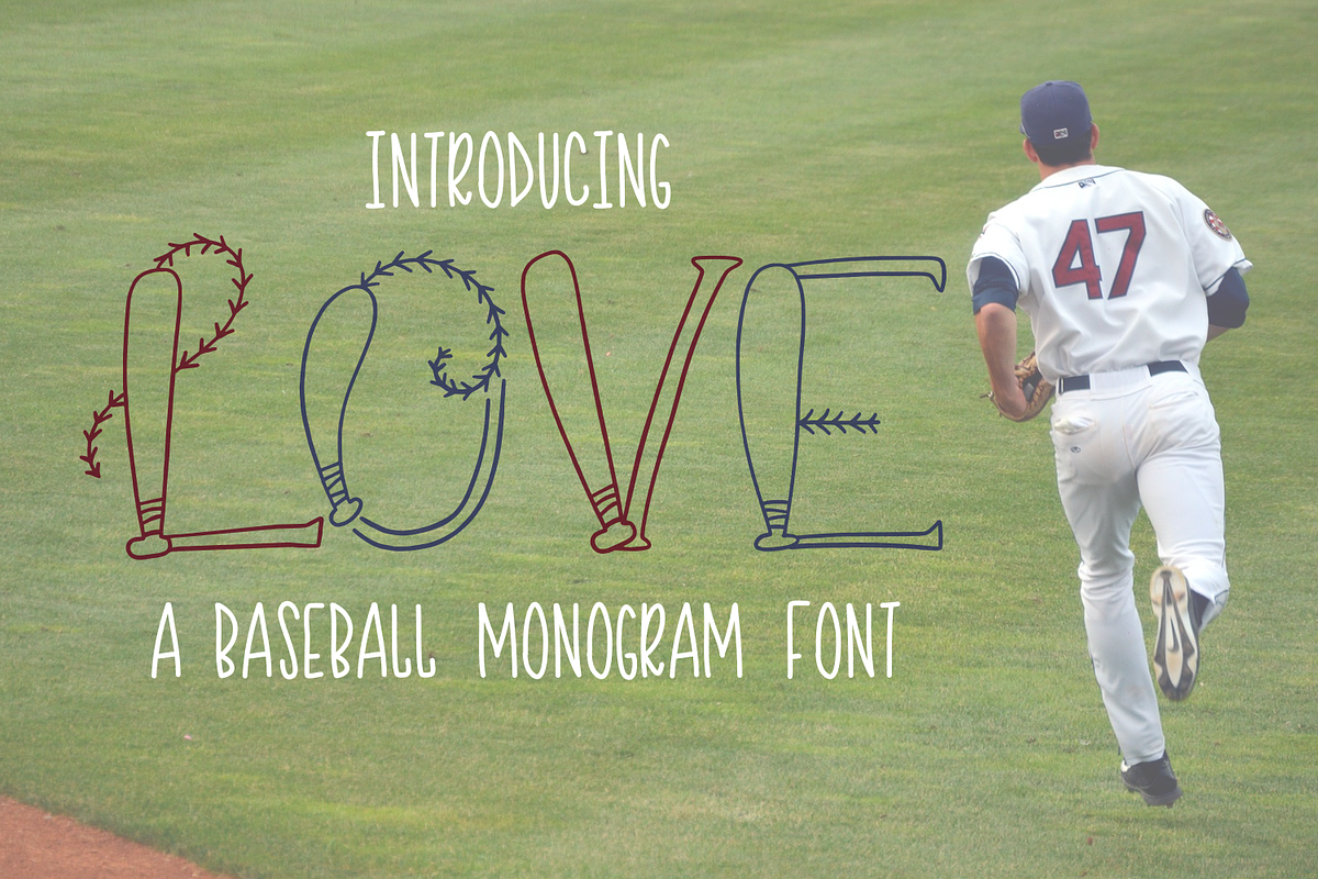 Hand Drawn Baseball Monogram Font preview 2