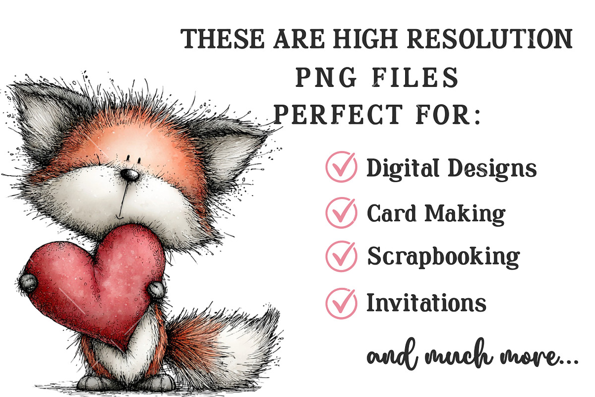 Whimsical Valentine Fox Clipart, an Illustration by OK Design (Photo 5 of 6)