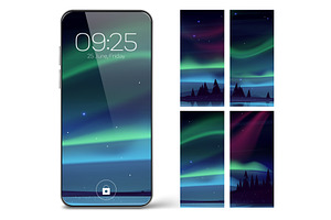 Smartphone Lock Screen With Aurora