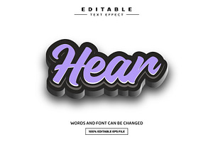 Hear 3D Editable Text Effect