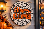 Happy Halloween Door Hanger SVG, an Object Graphic by Libby Wishes (Thumbnail 1 of 3)