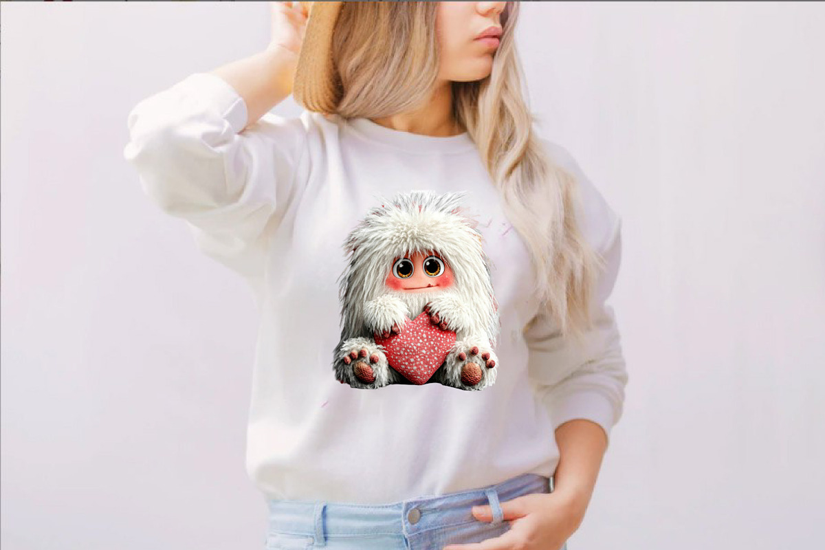 Watercolor Valentine Cute Yeti Clipa, an Illustration by SVGArt (Photo 3 of 7)