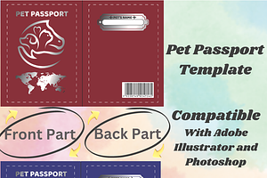 Stylish Editable Pet Passport Design, a Print Template by Illustrations By Azmira