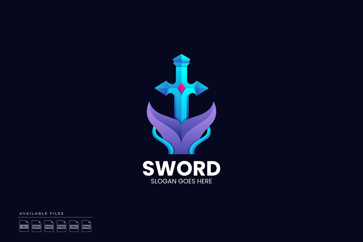 Whale Sword Gradient Colorful Logo, a Branding & Logo Template by Zeer Graphic