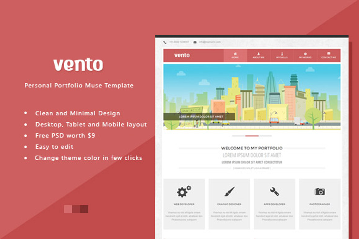 Vento - Portfolio Muse/HTML Template, a Websites & App Template by WellMadePixel (Photo 1 of 5)