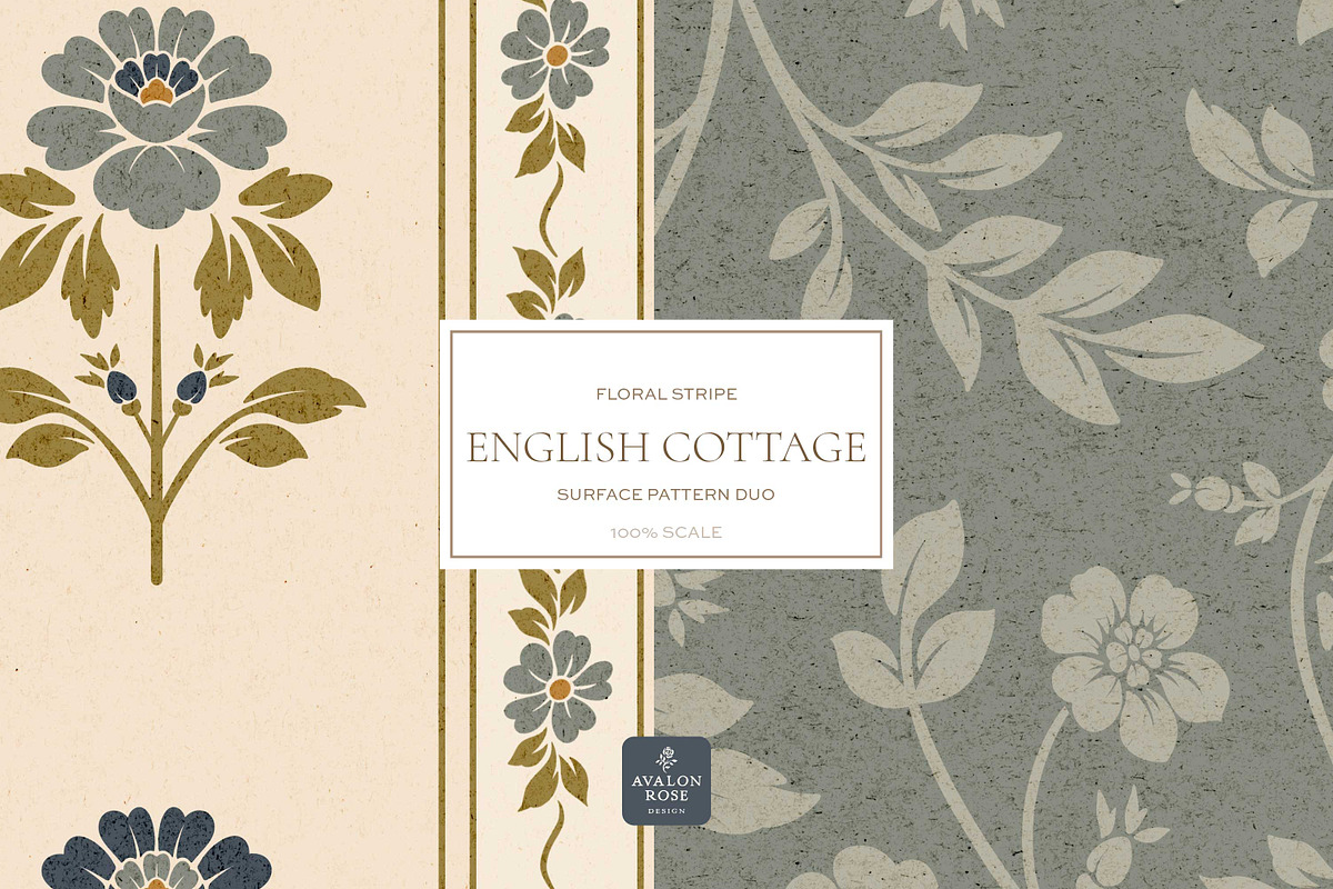 Vintage Blue Cottage Floral Patterns, a Pattern Graphic by Eclectic Anthology (Photo 11 of 16)