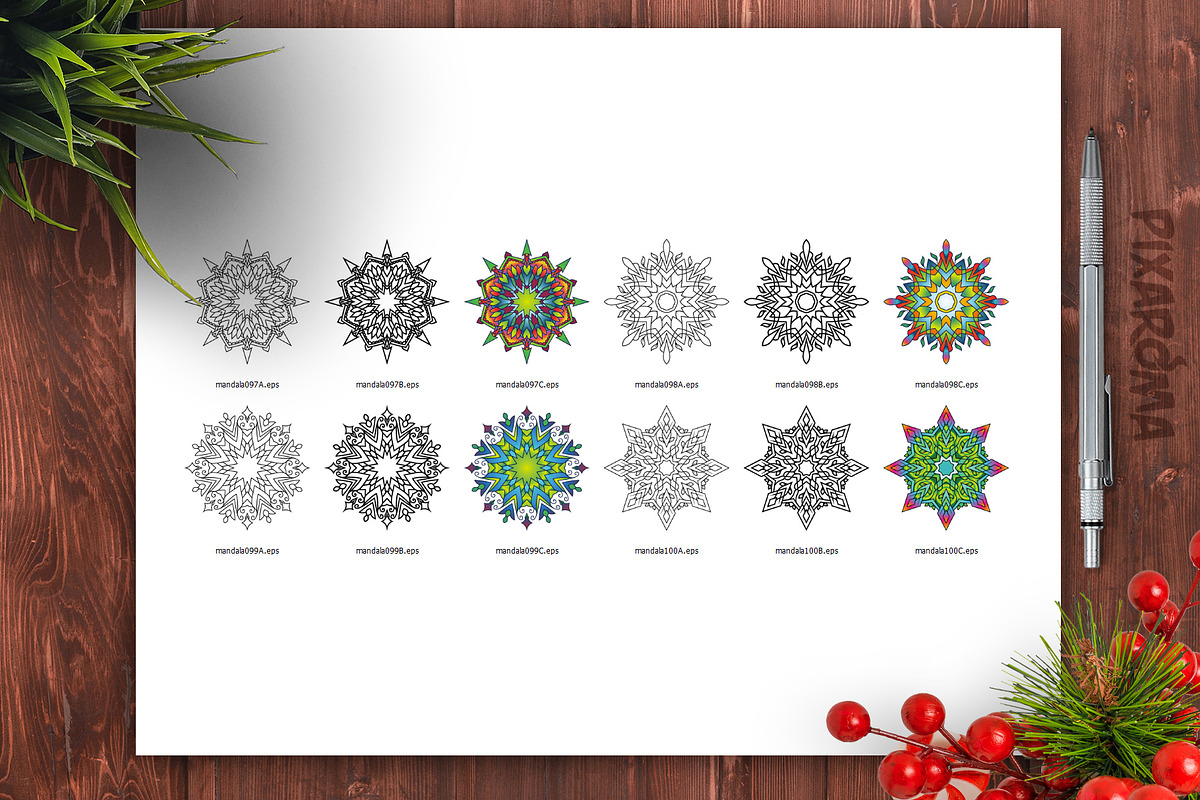 Mandala Vector Ornaments Bundle, a Decorative Illustration by pixaroma (Photo 40 of 43)