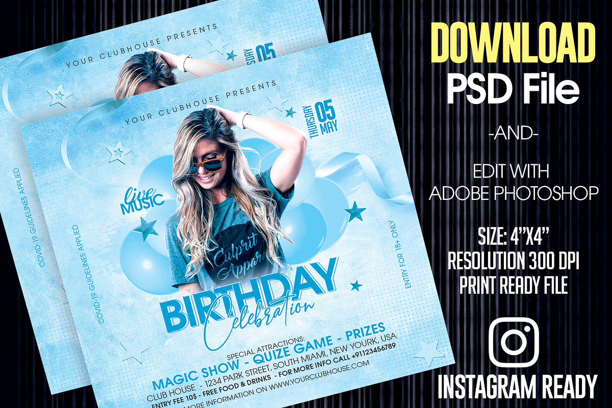Birthday Party Flyer Template, a Templates & Theme by MithilaCreation (Photo 3 of 5)