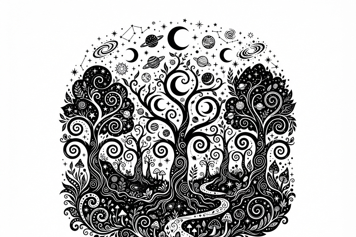 50 Mystical Galaxy Forest Silhouette, a Technology Illustration by Amazin_art (Photo 11 of 34)