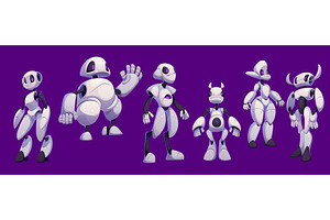 Cartoon futuristic robotы, a Technology Illustration by Vector Tradition